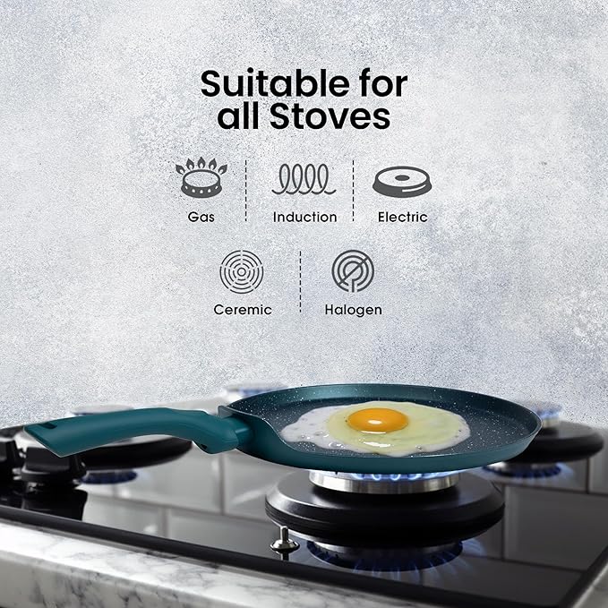 Solara Granite Dosa Tawa Non Stick Pan 28cm, Dosa Tawa Induction Base & Gas Bezel Colour