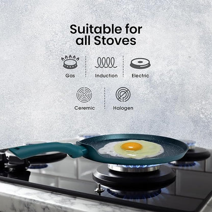 Solara Granite Dosa Tawa Non Stick Pan 28cm, Dosa Tawa Induction Base & Gas Bezel Colour