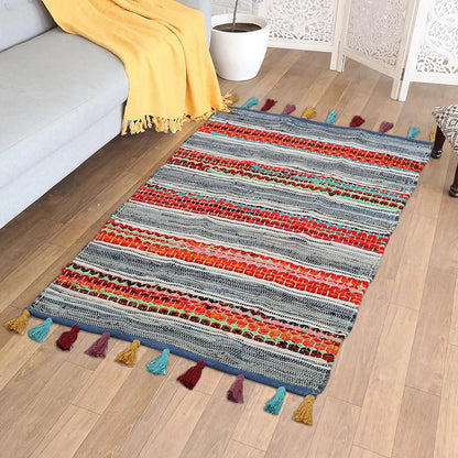 The Home Talk Handmade Cotton Carpets Tribal Contemporary Decorators Area Rugs Denim Blue