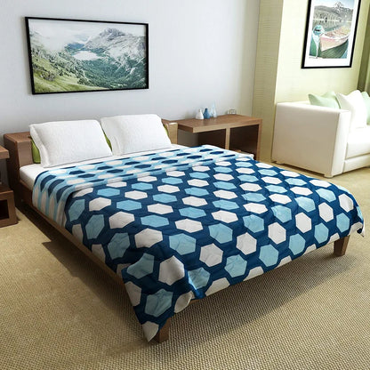 Divine Casa Microfiber 150 GSM Reversible Double Bed Comforter Ultra Soft & Lightweight Blanket Colour Legion Blue