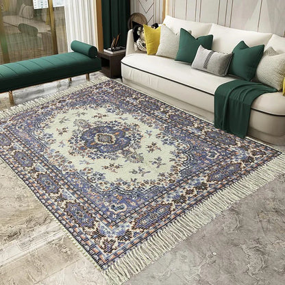 Sajavat Home Cotton & Jute Printed Rectangular Floor Rug Colour Purple