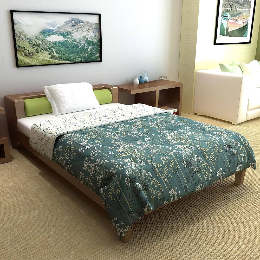 Divine Casa 120 GSM Microfiber Single Bed Comforter Soft & Lightweight Reversible AC Blanket Colour Beetle Grey