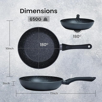 Solara Non Stick Frying Pan 24 Cm, Induction & Gas Fry Pan, Frying Pan Non Stick, Dishwasher Safe Frying Pan | Black