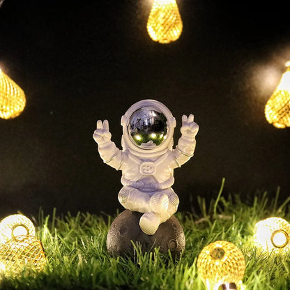 Street27 Sitting Astronaut Figurine Showpiece Silver for Home Décor Idols for Office Desk Table Astronaut Toy