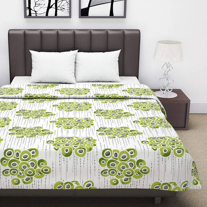 Divine Casa 120 GSM Super Soft Microfiber Cotton 3 Layer Breathable Double Bed Throw Blanket Colour Green and Grey
