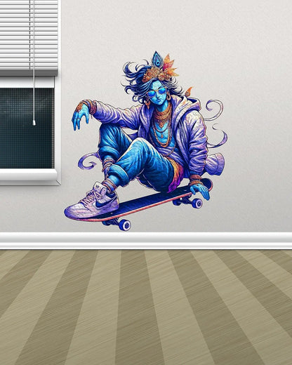 Rng Graphics Pvc Vinyl Self Adhesive Little Krishna Wall Sticker Multicolor 52 Cm X 47cm DW-129L
