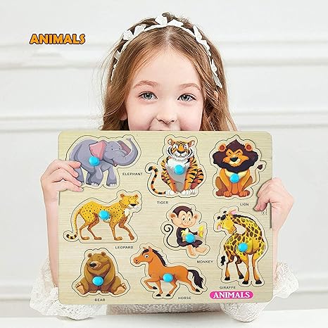 Highroof Animal Wooden Puzzle Kids Games Toys For Kids 3+ Jigsaw Puzzles For Adults Baby Learning