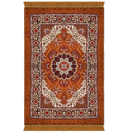 Kuber Industries Carpet 4x6 Feet Velvet Carpet-Rug for Home Decor Carpet Rug for Bedroom Golden