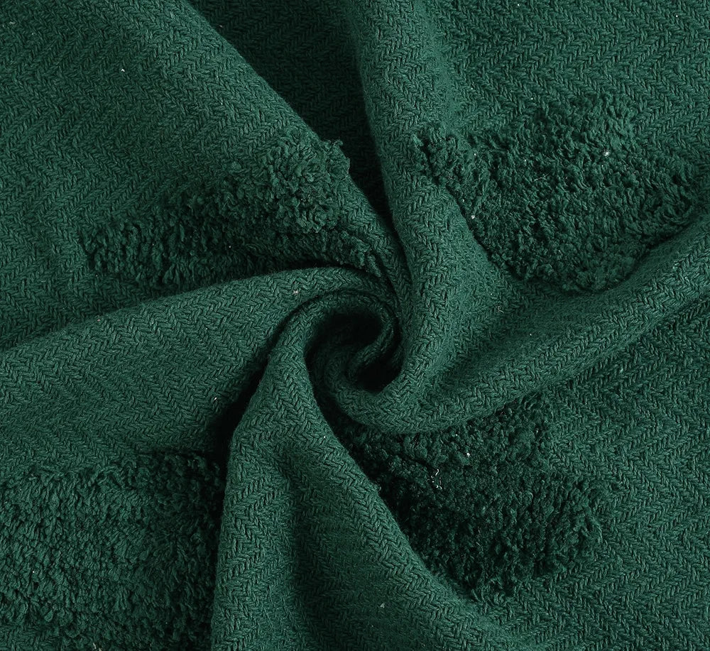 Sashaa World Green Cotton Throw Colour Dark Green