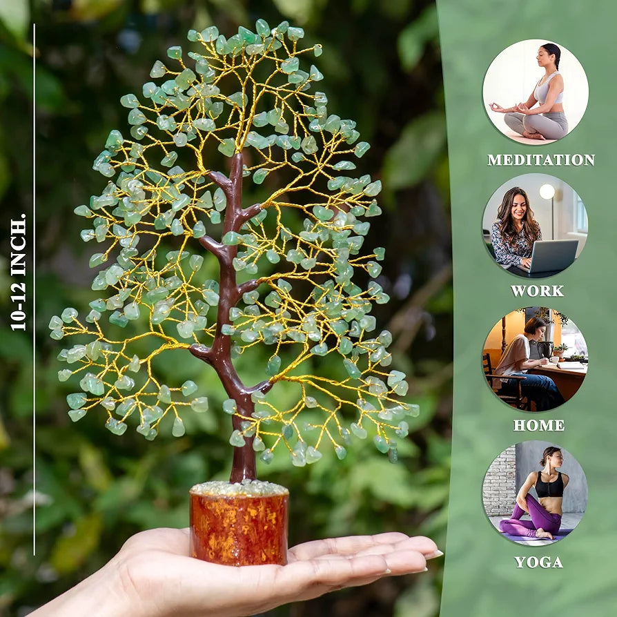 Zaicus Seven Chakra Gemstone Tree Crystal Tree of Life Feng Shui 10-12 Inch Silver Wire