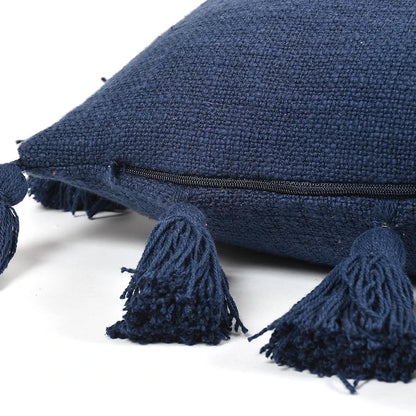 Homadorn Luxury Cotton Handmade Decorative Boho Throw Pillow Covers Colour Navy Blue