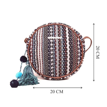Astrid Handmade Macrame Flap Over Sling Bag For Girls And Women Colour Prismatic Brownish Textured