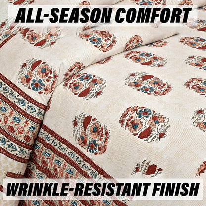 Kuber Industries Double Bedsheet with 2 Pillow Covers 160 TC Premium Cotton Cream Colour