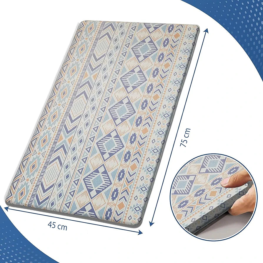 Luxe Home Columbo Anti-Fatigue Kitchen Mat Cushioned Comfort Mat Southwestern Geometric Pattern Standing Desk Mat Colour Multicolour