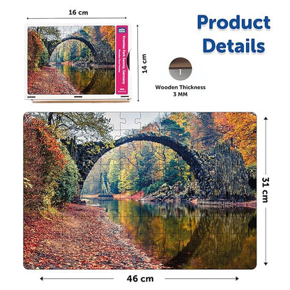 Mini Leaves 108 Piece Wooden Puzzle for Kids & Adults | Kromlau Park, Saxony Germany Jigsaw Puzzle | Fun & Challenging Kids