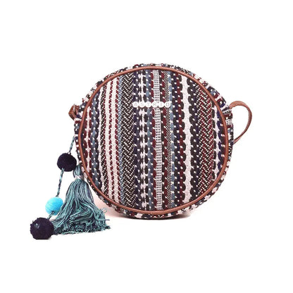 Astrid Handmade Macrame Flap Over Sling Bag For Girls And Women Colour Prismatic Brownish Textured