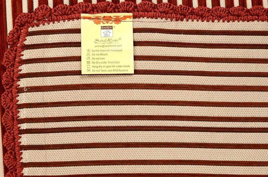 Saral Home Easy Living Striped Soft Decorative Viscose Chenille Sofa Covers/throw Colour Red