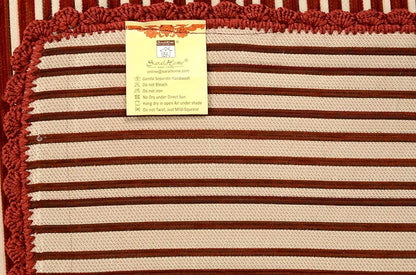 Saral Home Easy Living Striped Soft Decorative Viscose Chenille Sofa Covers/throw Colour Red
