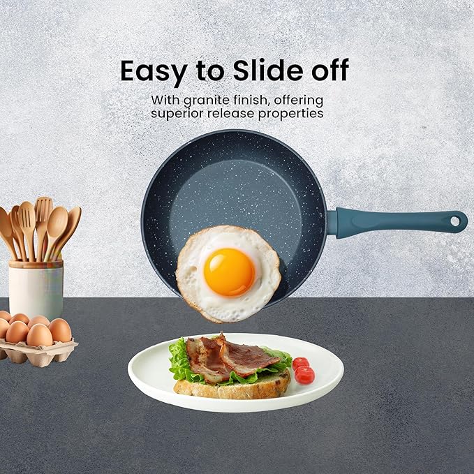 Solara Non Stick Frying Pan 24cm Granite Omlette Egg Pan Induction & Gas Fry Pan Bezel Colour