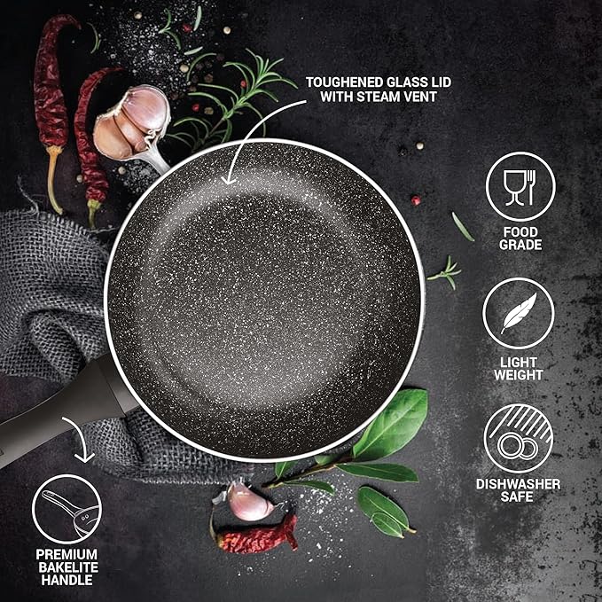 Milton Pro Cook Granito Fry Pan, 20 Cm Frying Pan - 515 gms