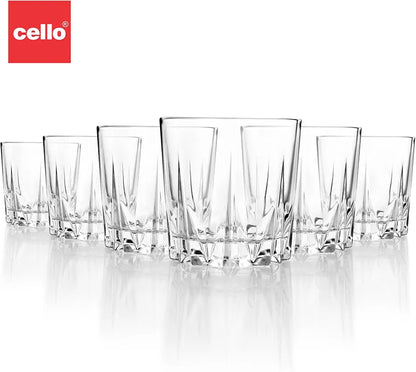 CELLO Estonia Glass Set of 6 Pcs 200 ml, Transparent | Freezer & Fridge Safe, Leadfree Dishwasher Safe Toughened Crystal Clear Glasses Set For Drinking Water Juice Milk Cocktail Mocktail Coldrink Soda