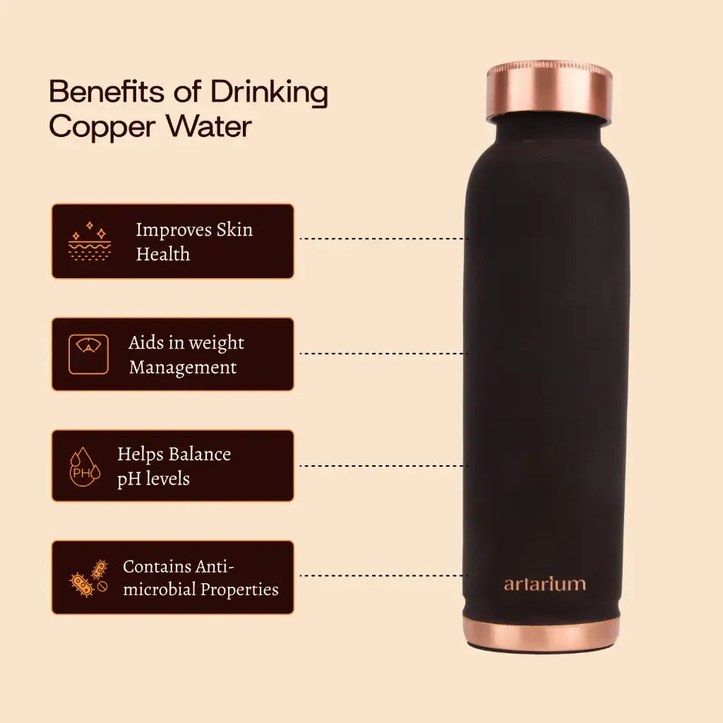 Artarium Eco-Friendly Copper Bottle with Straw and Cleaning Brush