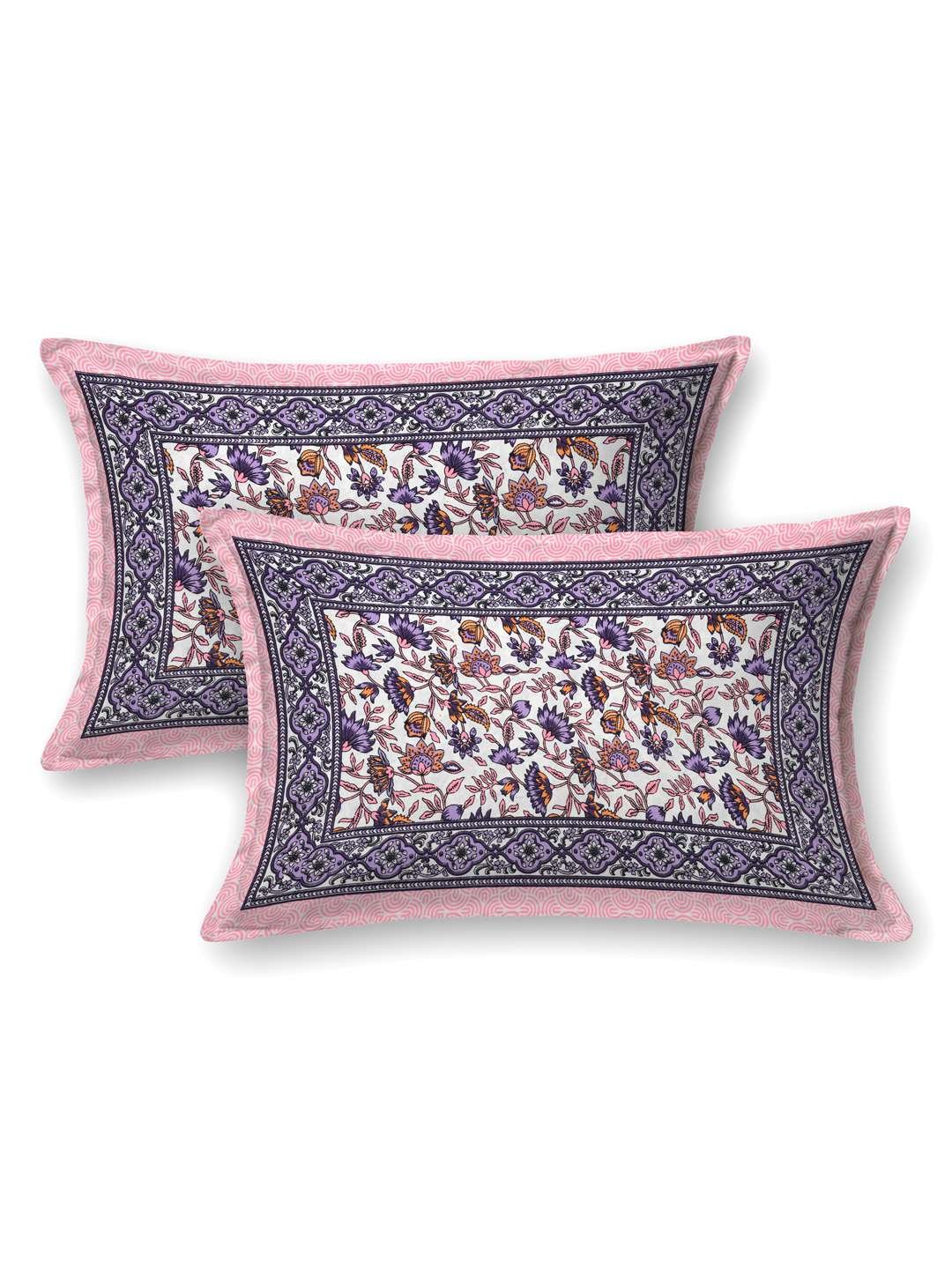 100% Pure Cotton Traditional Printed Bedsheet for Double Bed King Size Bedsheet with 2 Pillow Covers
