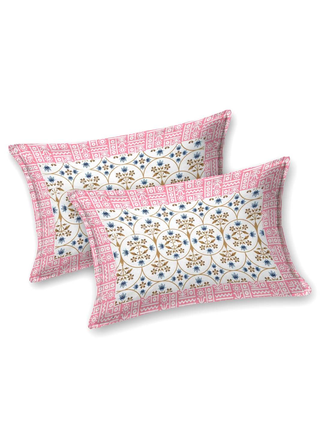 100% Pure Cotton Traditional Printed Bedsheet for Double Bed King Size Bedsheet with 2 Pillow Covers