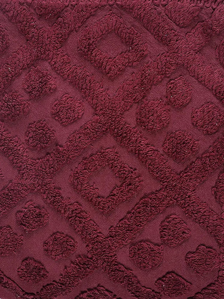 Saral Home Easy Living Soft Cotton Tufted 2 Seater Sofa Cover Throw Colour Maroon