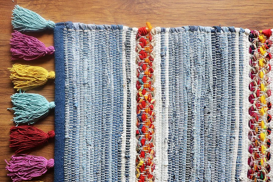 The Home Talk Handmade Cotton Carpets Tribal Contemporary Decorators Area Rugs Denim Blue