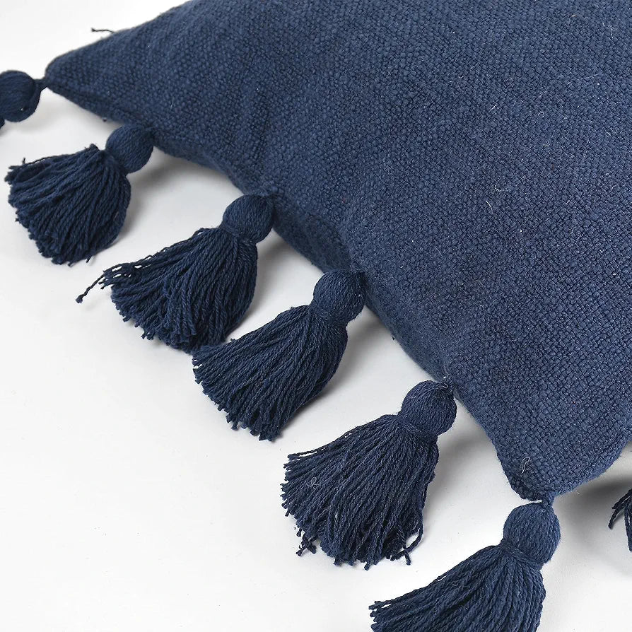 Homadorn Luxury Cotton Handmade Decorative Boho Throw Pillow Covers Colour Navy Blue