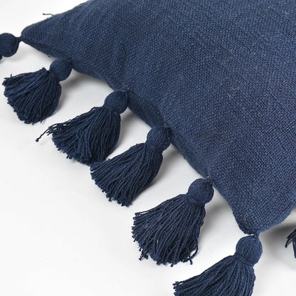 Homadorn Luxury Cotton Handmade Decorative Boho Throw Pillow Covers Colour Navy Blue