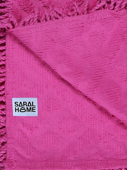 Saral Home Easy Living Home Soft Cotton Tufted 2 Seater Sofa Cover Throw Pink