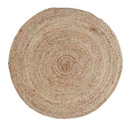 Sashaa World Jute Rugs Handcrafted Woven & Reversible Design Jute & Cotton Braided Round Carpet Colour Natural & Black