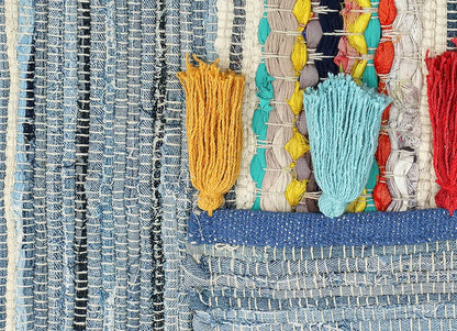 The Home Talk Handmade Cotton Carpets Tribal Contemporary Decorators Area Rugs Denim Blue
