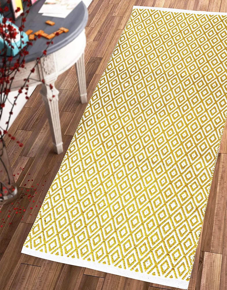 The Home Talk Weaved Cotton Carpets Contemporary Decorators Area Rugs Yellow