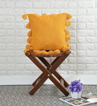 Homadorn Luxury Cotton Handmade Decorative Boho Throw Pillow Covers Colour Mustard