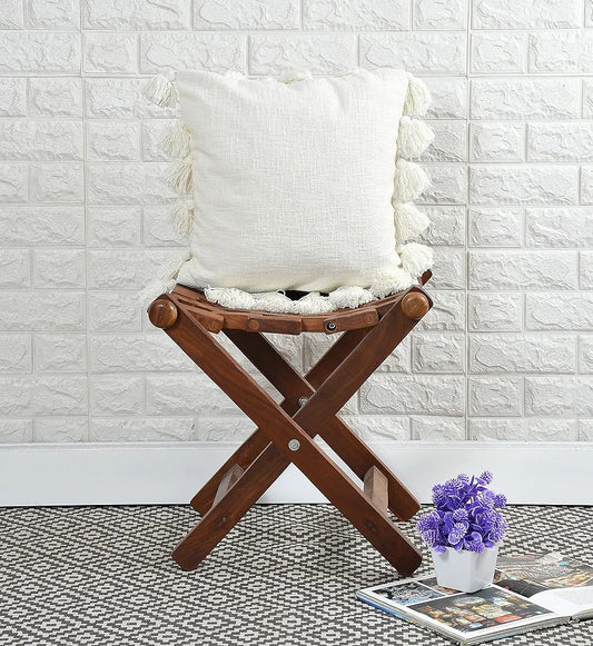 Homadorn Luxury Cotton Handmade Decorative Boho Throw Pillow Covers Colour White