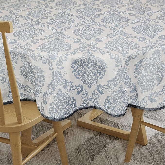 Texstylers Cotton Round Pack of 1 Blue Abstract 4 Seater Dining Table Cloth Cover 56 Diameter