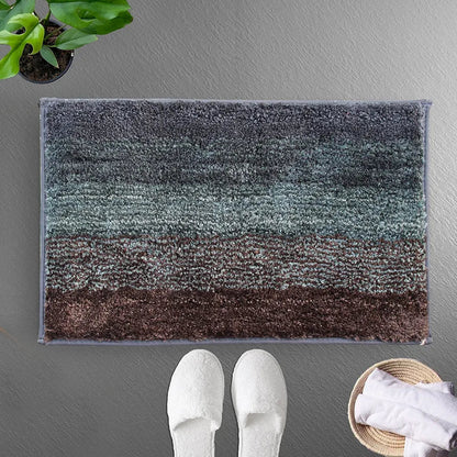 Luxe Home Bath Mat Super Soft Anti Skid Slip Water Soak Washable Oyster Door Mats Colour Burnt Green (Pack of 2)