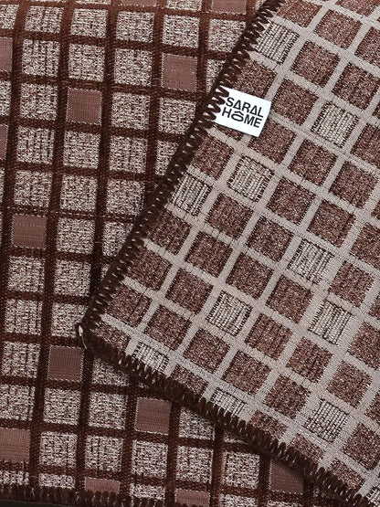 Saral Home Chenille 2 Seater Reversible Sofa Cover Throw Colour Brown