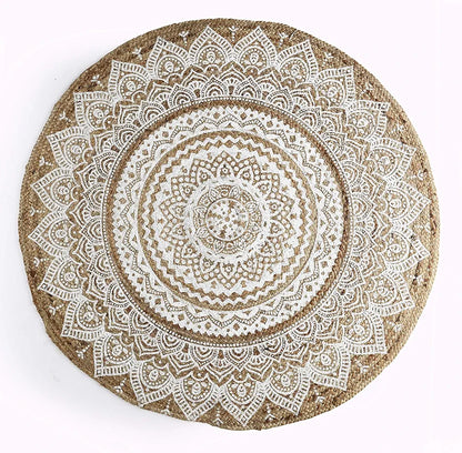 Sashaa World Handwoven Jute Natural Reversible Rugs Round Braided Floor Carpet Mat