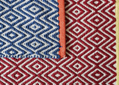 The Home Talk Handmade Cotton Carpet Diamond Reversible Mats Area Rugs for Bedroom Red
