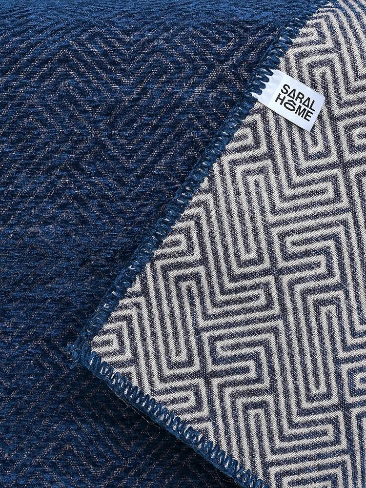 Saral Home Chenille 3 Seater Sofa Cover Throw Colour Blue