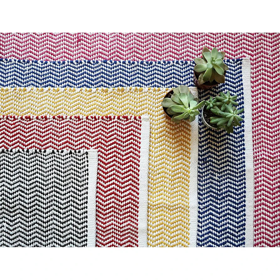 The Home Talk Weaved Cotton Carpets Contemporary Decorators Area Rugs Yellow