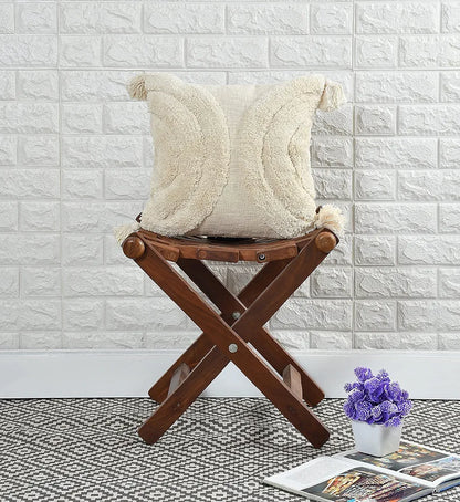 Homadorn Luxury Cotton Handmade Decorative Boho Throw Tufted Pillow Covers Off White