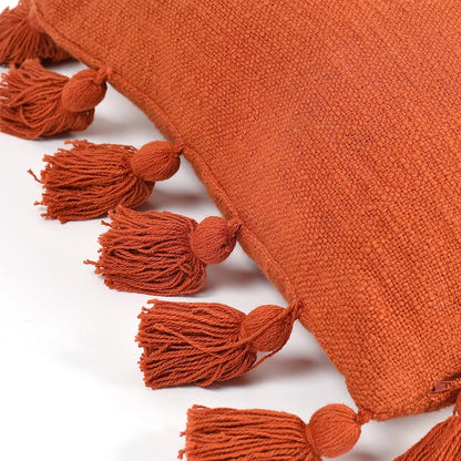 Homadorn Luxury Cotton Handmade Decorative Boho Throw Pillow Covers Colour Rust