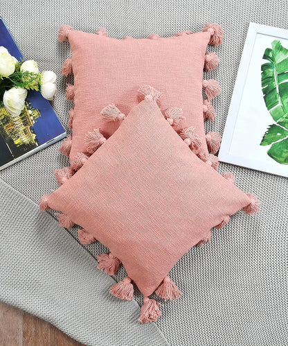 Homadorn Luxury Cotton Handmade Decorative Boho Throw Pillow Covers Colour Peach