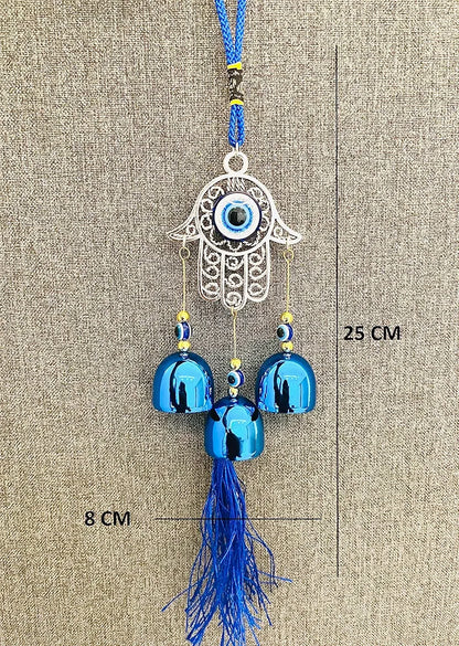 WS Evil Eye Wind Chime 3 Bells Evil Eye Wall Hanging