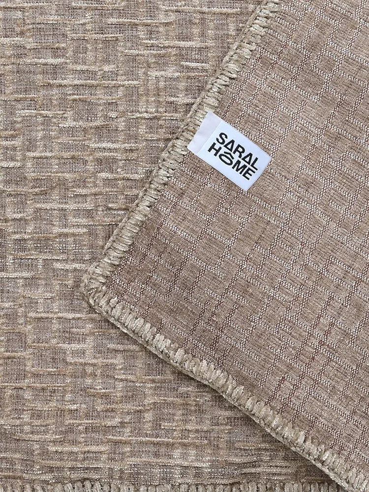 Saral Home Chenille 2 Seater Sofa Cover Throw TC-150 Colour Beige